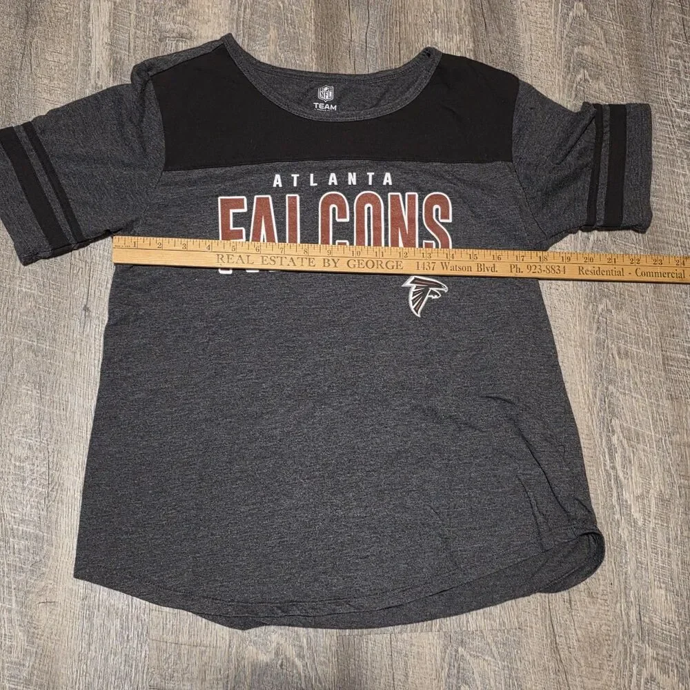 Atlanta Falcons NFL Team Apparel Women's Gray Short Sleeve T-Shirt Size Large